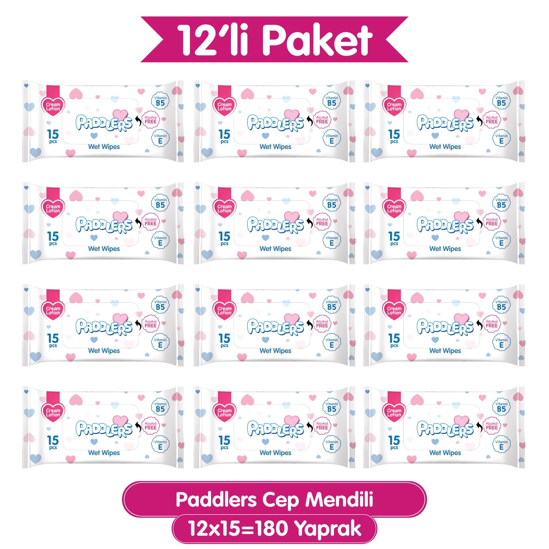 Paddlers Cep Mendili 12x15 (180 Yaprak)