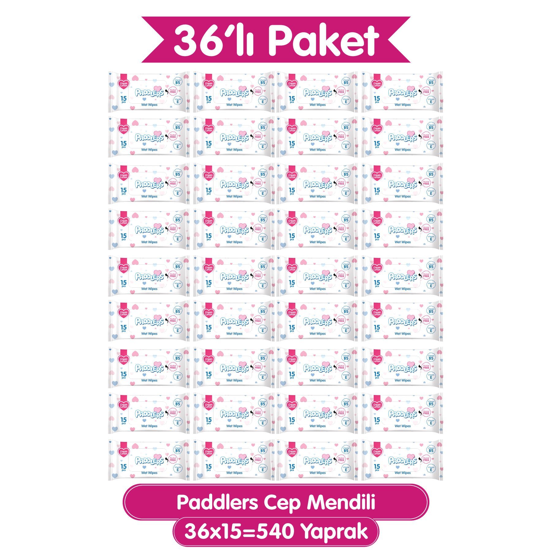 Paddlers Cep Mendili 36x15 li Koli (540 Yaprak)