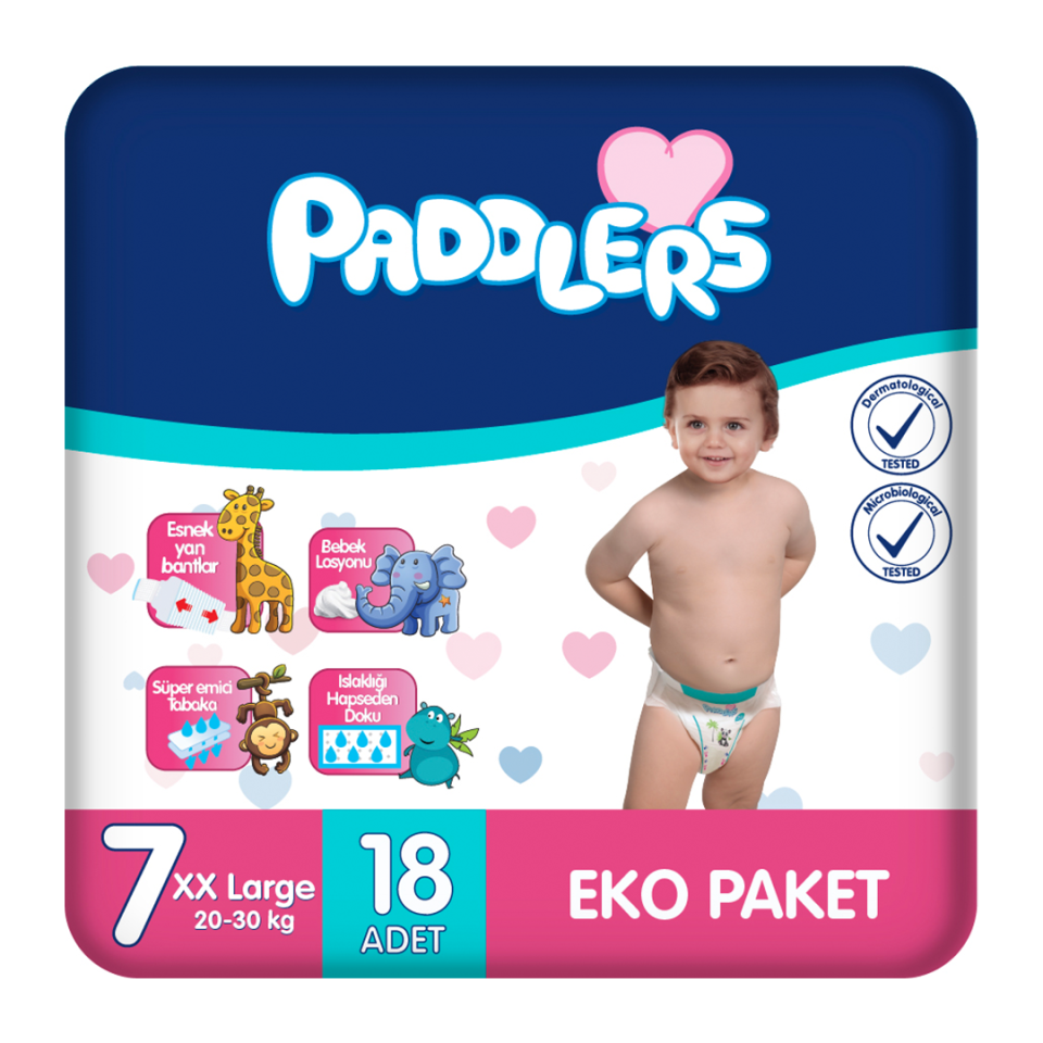 Paddlers Bebek Bezi 7 Numara XX-Large 18 Adet (20-30 Kg) Eko Paket