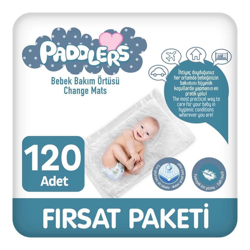 Paddlers 12x10 120 Adet Bebek Bakım Örtüsü (60X60 Boyutunda)