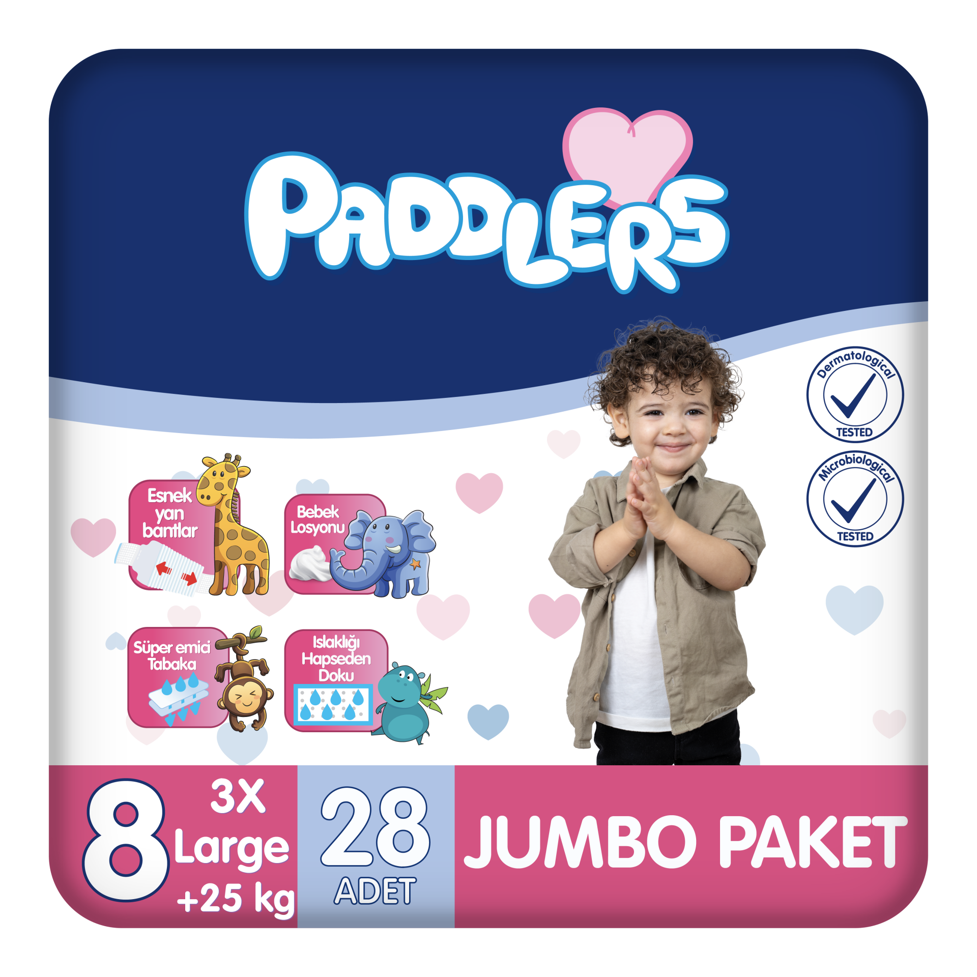 Paddlers Bebek Bezi 8 Numara XXX-Large 28 Adet (25+Kg) Jumbo Paket
