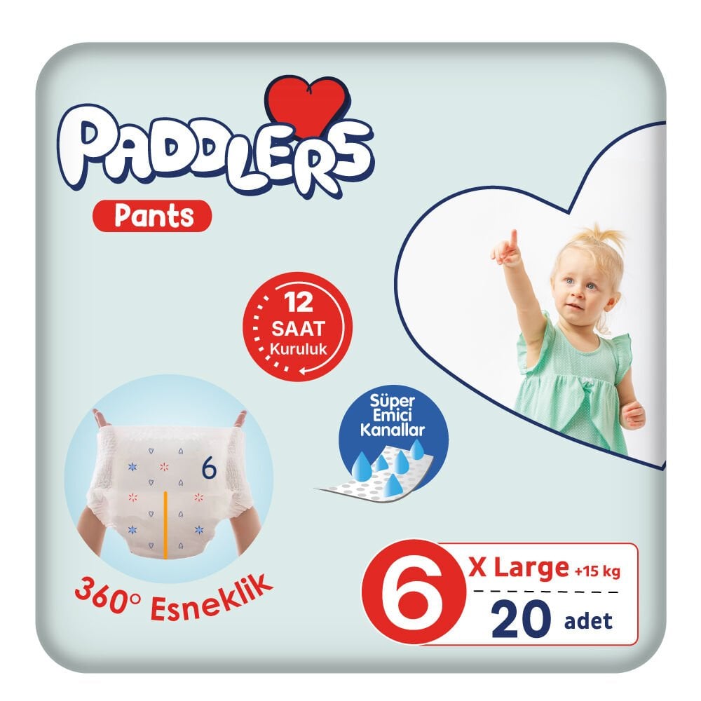 Paddlers Külot Bebek Bezi 6 Numara X-Large 20 Adet (15+Kg) Eko Paket