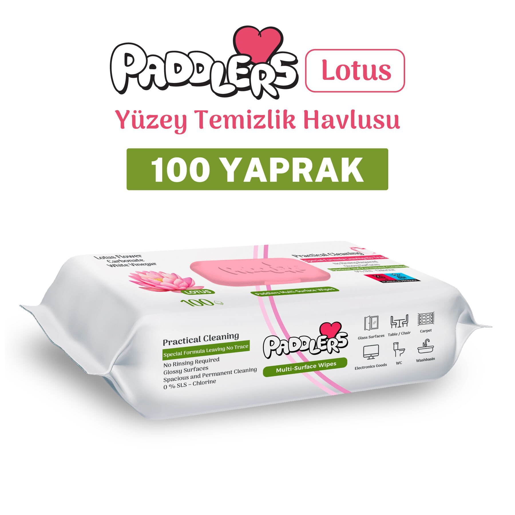 Paddlers Easy Clean Lotus Çiçeği Yüzey Temizlik Havlusu 100 Yaprak