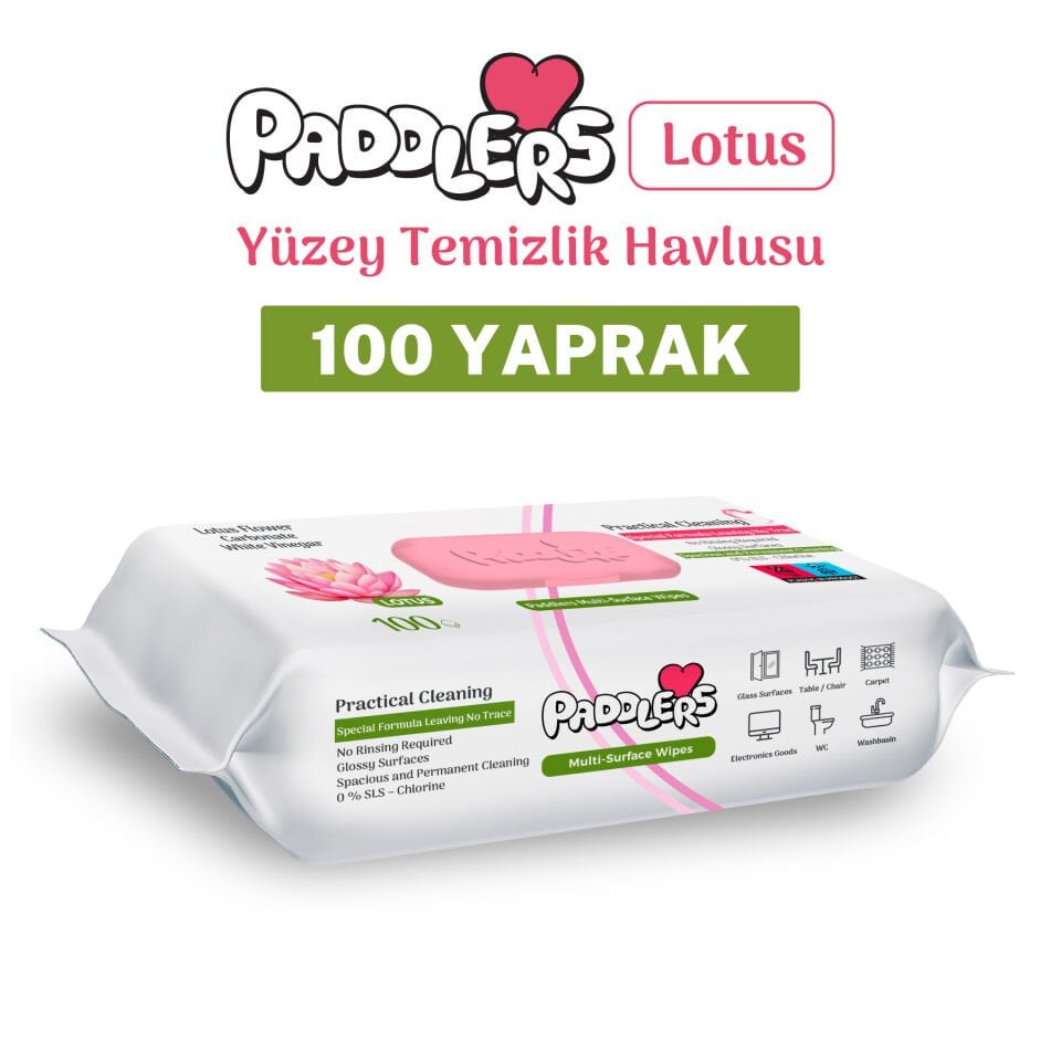Paddlers Easy Clean Lotus Çiçeği Yüzey Temizlik Havlusu 100 Yaprak