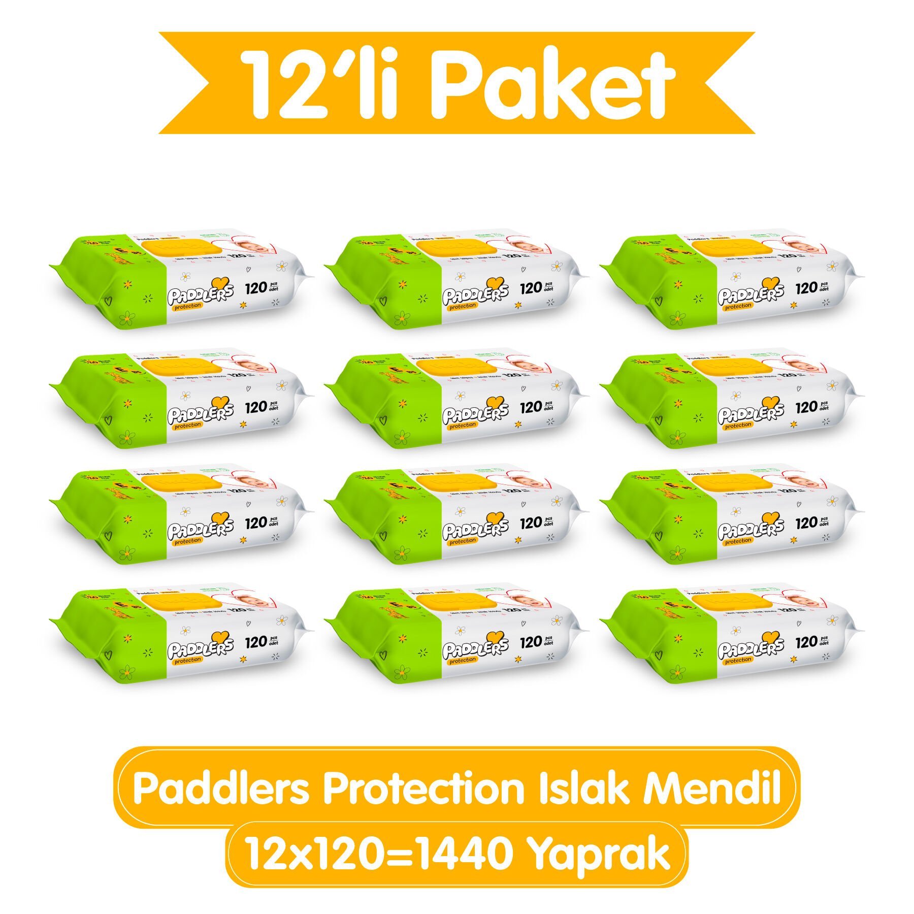 Paddlers Protection Islak Havlu 12x120 li Koli (1440 Yaprak)